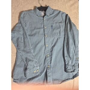 Columbia Mens Blue White Gingham Check Long Sleeve Button Down Shirt XM7058 S